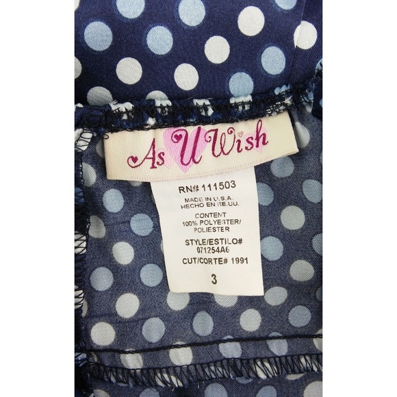 As U Wish Mini Dress Sz 3  Blue Polka Dot - Picture 7 of 8